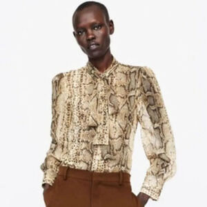 Zara Snakeskin Print Blouse